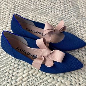 Rothy’s Mary Jane Bow Flats Sapphire Blue & Pink Pointed Toe Women's Size 10